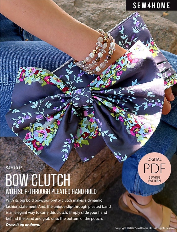 Bow Clutch With Slip-through Pleated Hand Hold PDF Sewing Pattern