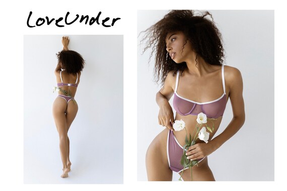 Transparent Mesh Lingerie Lavender Pink Woman Gift Sexy - Etsy