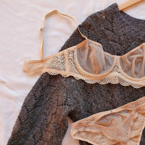 See Through Lingerie / Stretch Tulle Lingerie Set / Hot Sissy Lingerie