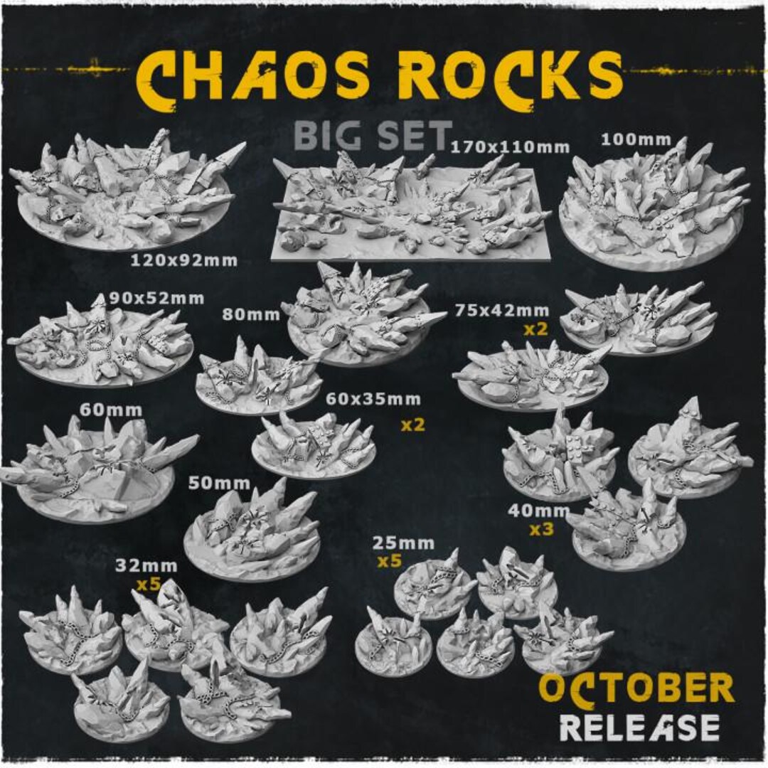 Chaos Rocks | 3D Printed Resin Basing Magnetizable for Wargaming - Etsy