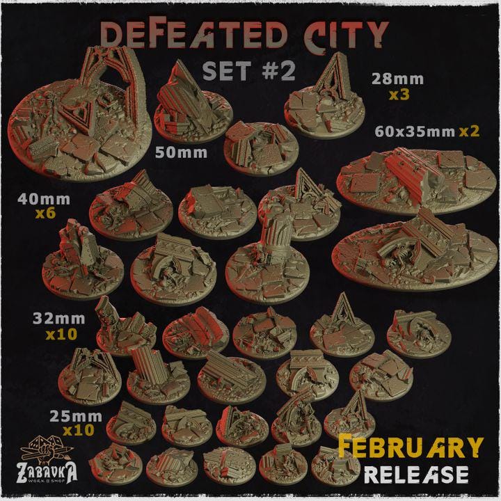 Warhammer 40k Necromunda Bases – Zone Mortalis Cawdor 25mm (Lot Of 5)