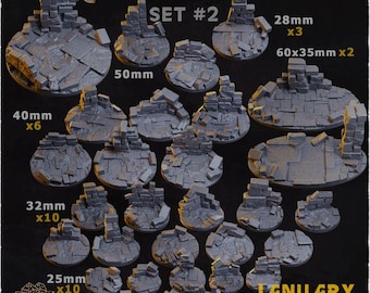 Castle Ruins Bases for Wargaming | Miniature Resin Bases, 3D Printed, Magnetized Hollow Bases for Miniatures