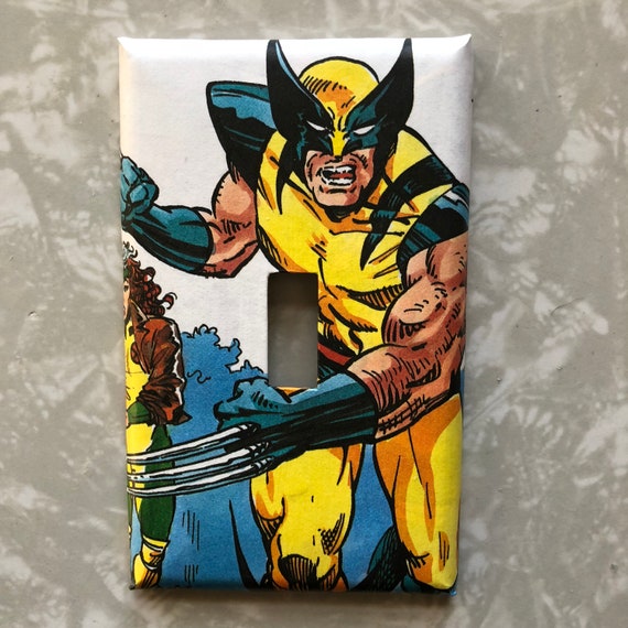 X Man Wolverine Comic Book Marvel Baby Shower Housewarming Birthday Gift Nursery Kid Bed Bath Room Office Home Decor Light Switch Cover