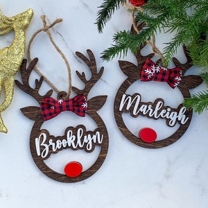 Reindeer Ornament, Christmas Ornament, Personalized Ornament, Christmas Decor, Holiday Decor, Personalized Gift, Christmas Tree Decor, Santa