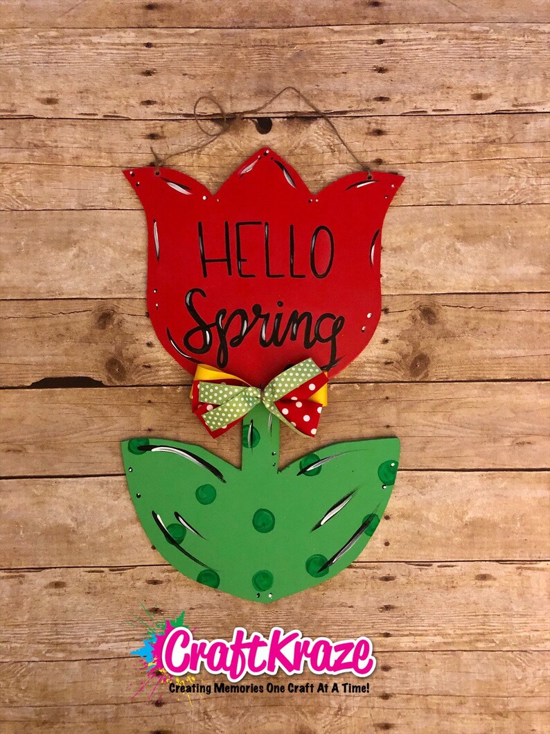 Flower Door Decor Tulip Door Decors Spring Door Hanger Etsy