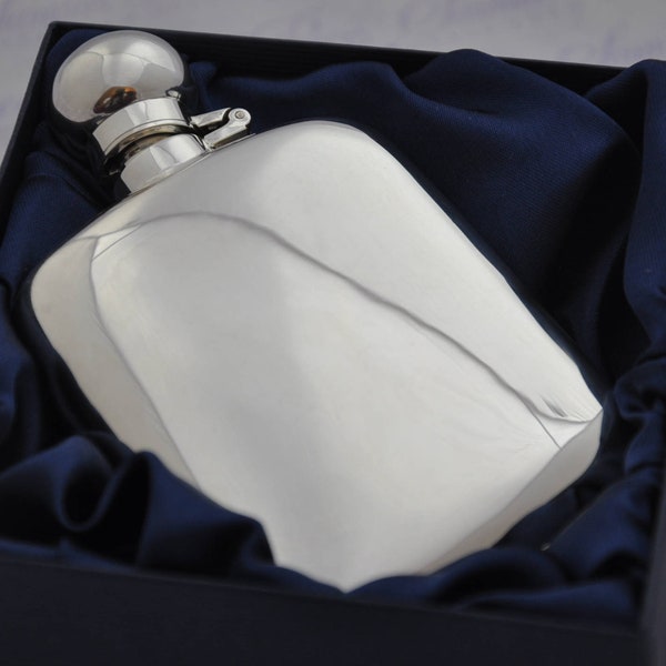 4oz Sterling Zilver Hallmarked Oval Hip Flask Bajonet Top Hallmarked 2021 Sheffield Engeland
