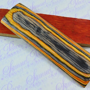 Paar schwarze & orange laminierte Holz Messerwaagen Messerherstellungsteile Holzrohlinge