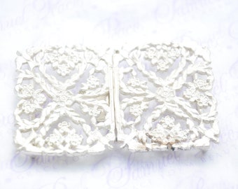 Fantastic Aston Flower Pattern Silver Plated Nurses Buckle Handmade in Sheffield England 2021