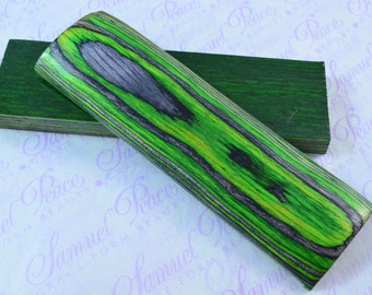 Pair of Emerald Green & Black Laminated Wood Knife Scales Knife Making Parts Wood Blanks