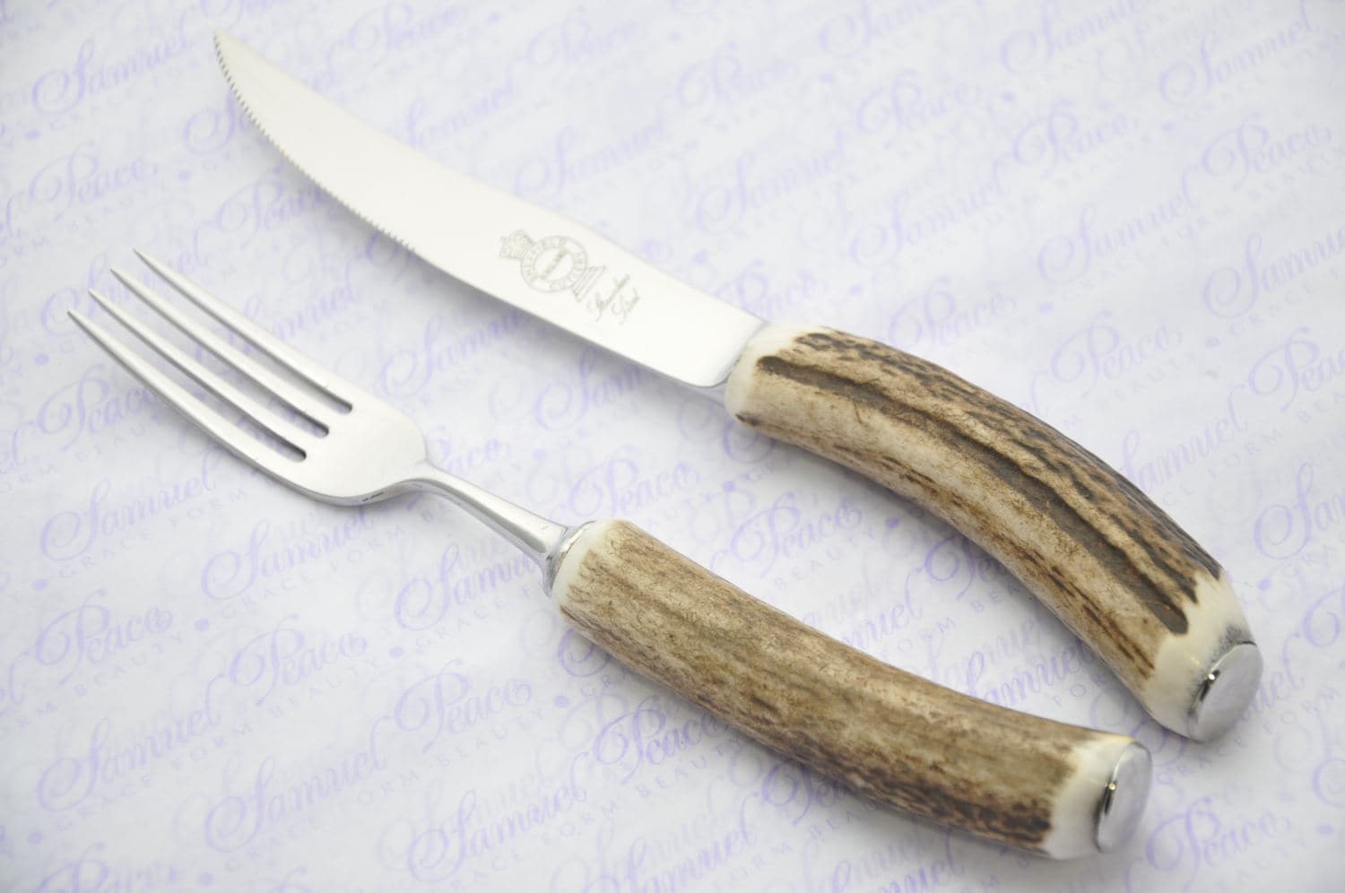 1 Pair Genuine Stag/antler Handle Steak Knife & Fork Made in Etsy