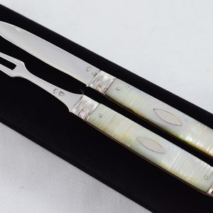 Pristine Silver Bladed Mother Of Pearl Fully Restored Sheffield Made Travelling Set C1800