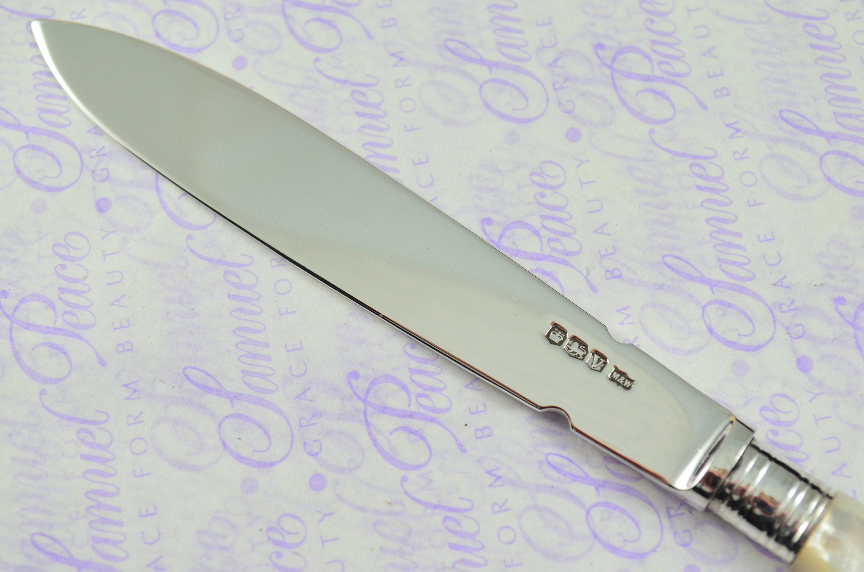 Mappin and Webb Mother of Pearl & Silver Blade Letter Opener/paper