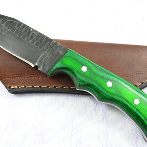 New Genuine 12 Chrome Carbon Steel Bespoke Full Tang Laminate Wood Handle Sheffield Skinning/Bushcraft knife with Leather Sheath