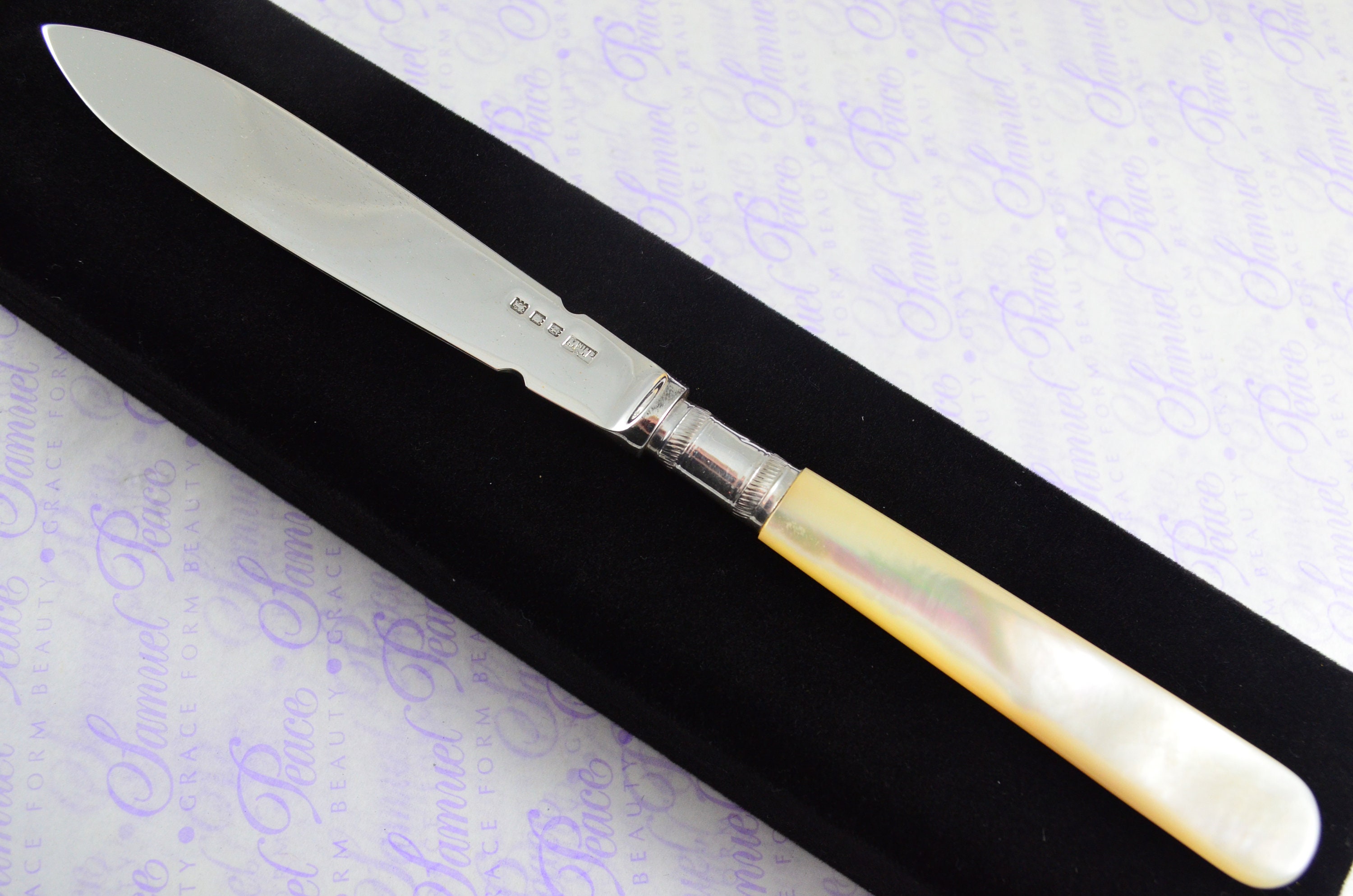 Mappin and Webb Mother of Pearl & Silver Blade Letter Opener/paper