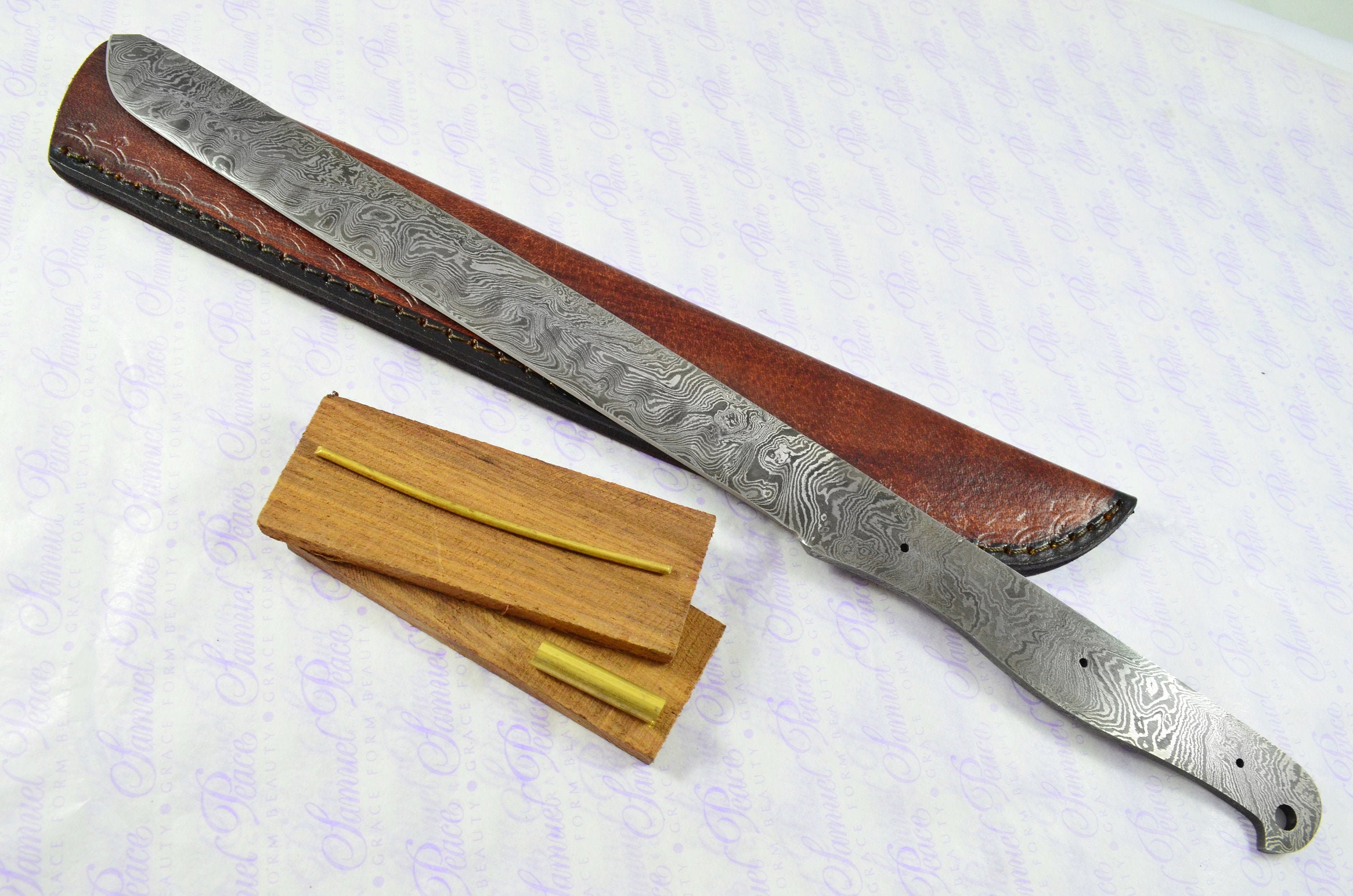 Kitchen Knife Making Kit Fantastic Large Damascus Steel Etsy