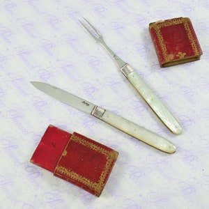 Pristine Silver Bladed Mother Of Pearl Fully Restored Sheffield Made Travelling Set C1800