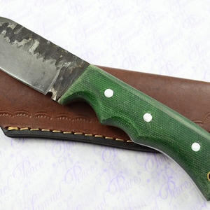 New Genuine 12 Chrome Carbon Steel Bespoke Full Tang Micarta Handle Sheffield Skinning/Bushcraft knife with Leather Sheath