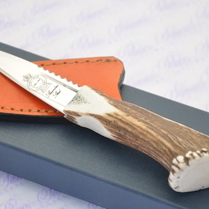 Neue echte volle Krone Hirsch Griff Sheffield Sgian Dubh verpackt mit unzähligen Lederscheide