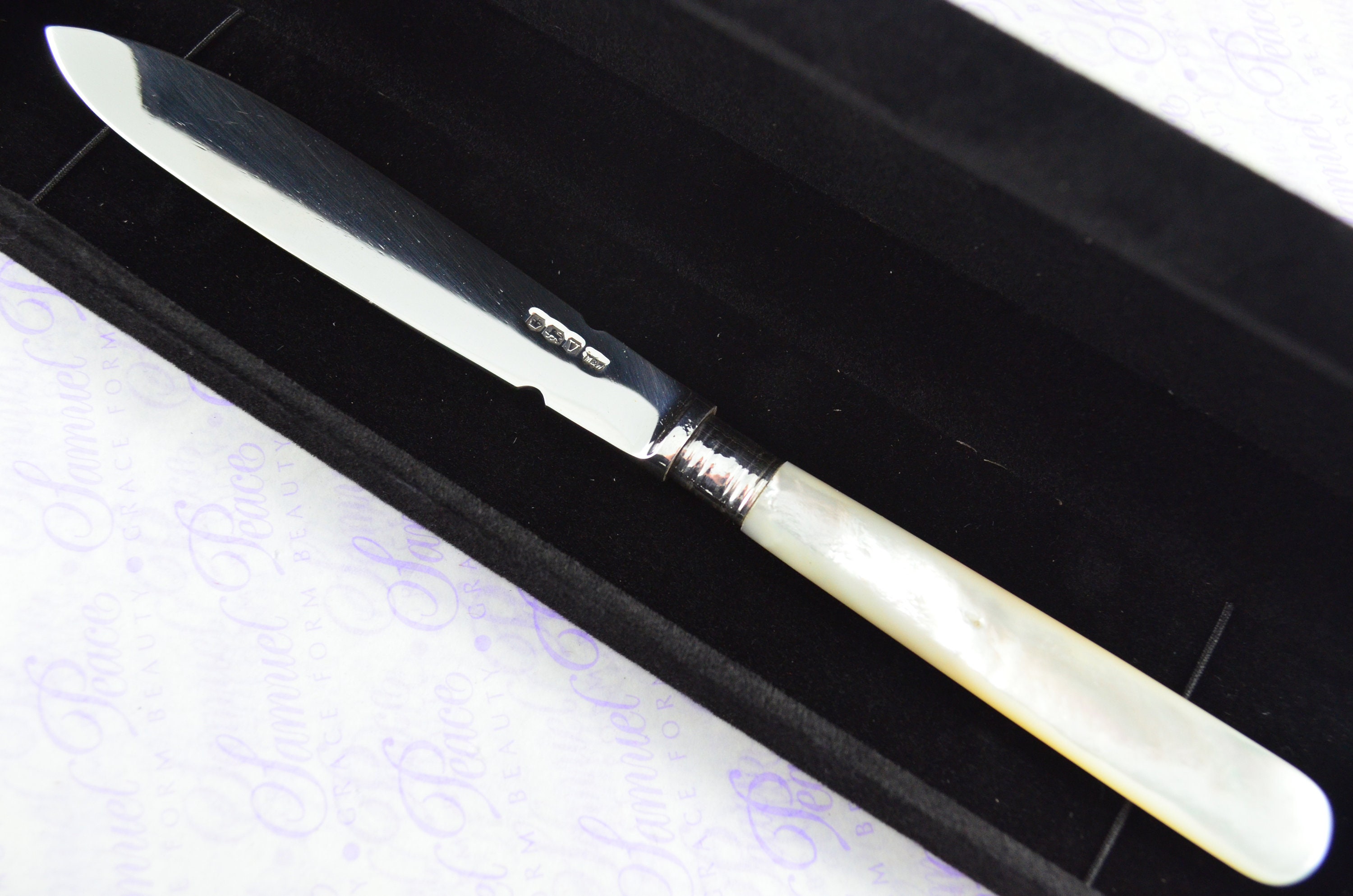 Mappin and Webb Mother of Pearl & Silver Blade Letter Opener/paper