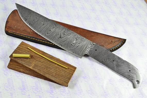 Kitchen Knife Making Kit Fantastic Damascus Steel Chef's Knife Rosewood  Scales Unbelievable Piece Pristine Leather Sheath 