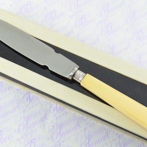 Wunderschöner Sheffield Faux Ivory Handle & Silver Ferruled Letter Opener datiert 1919