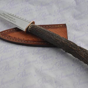 Huge Genuine Stag Handled Sgian Dubh 1938 Mounted Three Pence Silver Coin Gift Boxed Sheffield England