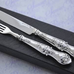 Perfect sterling silver blade Christening Childs Set fully hallmarked for Birmingham 1840