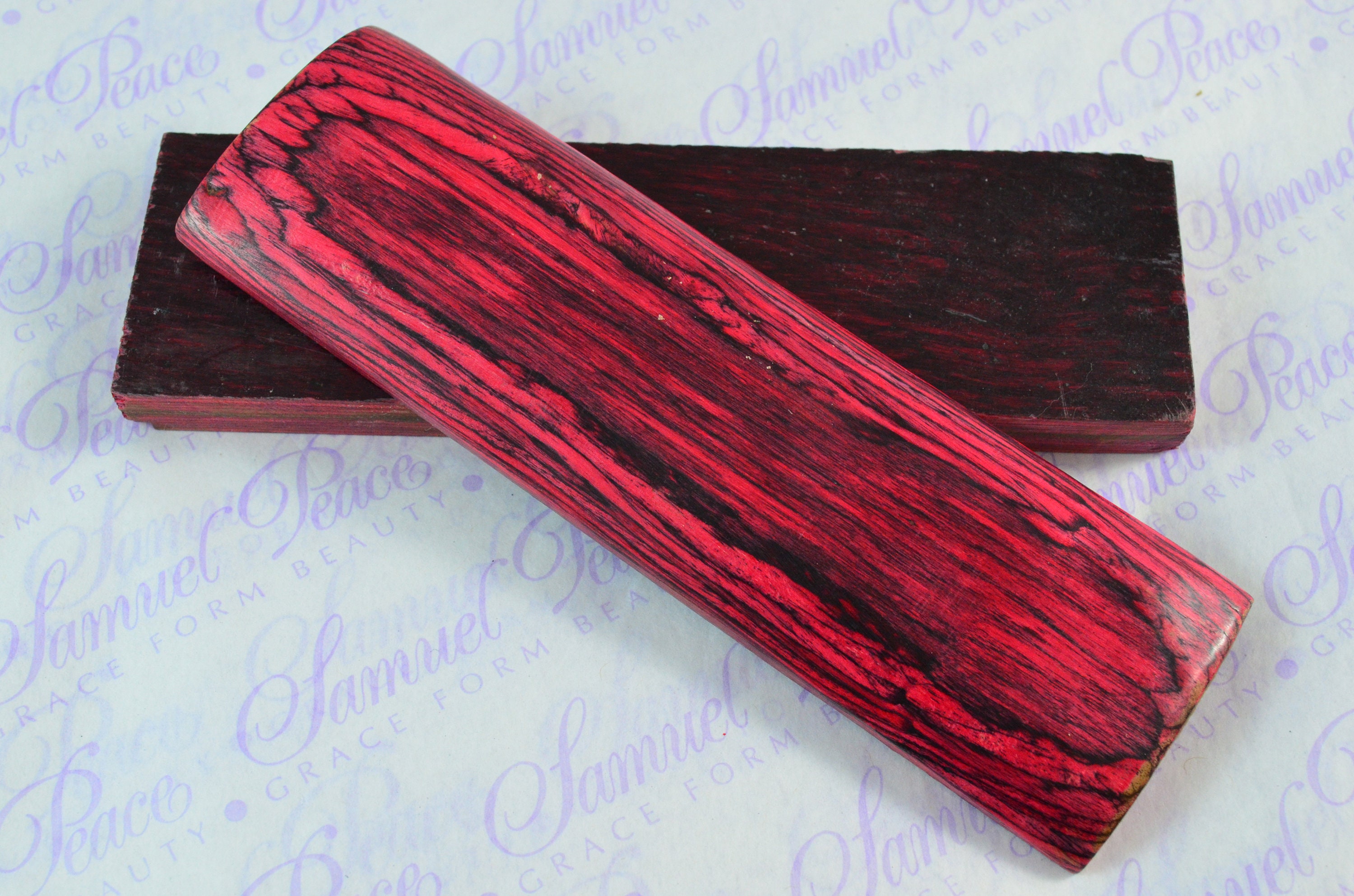 Pair of Pink & Black Laminated Wood Knife Scales Knife Making Parts Wood Blanks