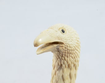 Fantastic Hand Carved Eagle Walking Stick Cane Top Handle Antler Horn Handle Made Sheffield England