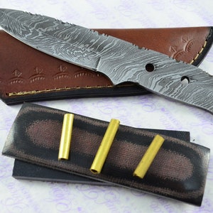 Damascus Steel Knife Making Kit! Ultimate Bushcraft Knife with Black & Red Micarta Scales inc Leather Sheath