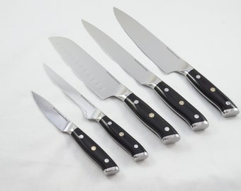 New Set of 5 Kitchen Chefs Knives Made In Sheffield UK High Carbon Stainless Steel Razor Sharp