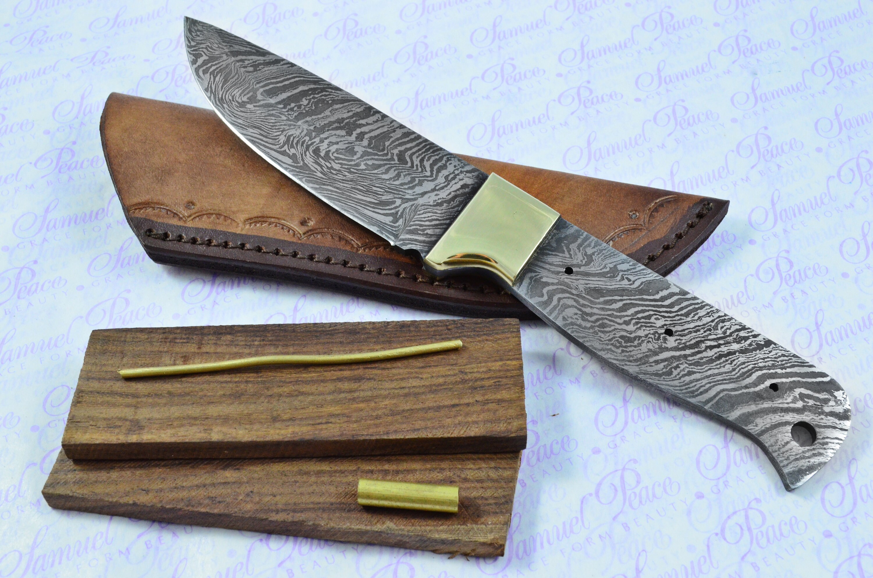 Knife Making Kit Damascus Steel Hunting/Bowie/Bushcraft Knife Etsy
