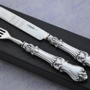 Perfect Ornate Pattern sterling silver blade Christening Childs Set fully hallmarked for Sheffield 1851