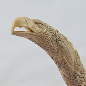 Fantastic Hand Carved American Eagle Walking Stick Cane Top Handle Antler Horn Handle Made Sheffield England