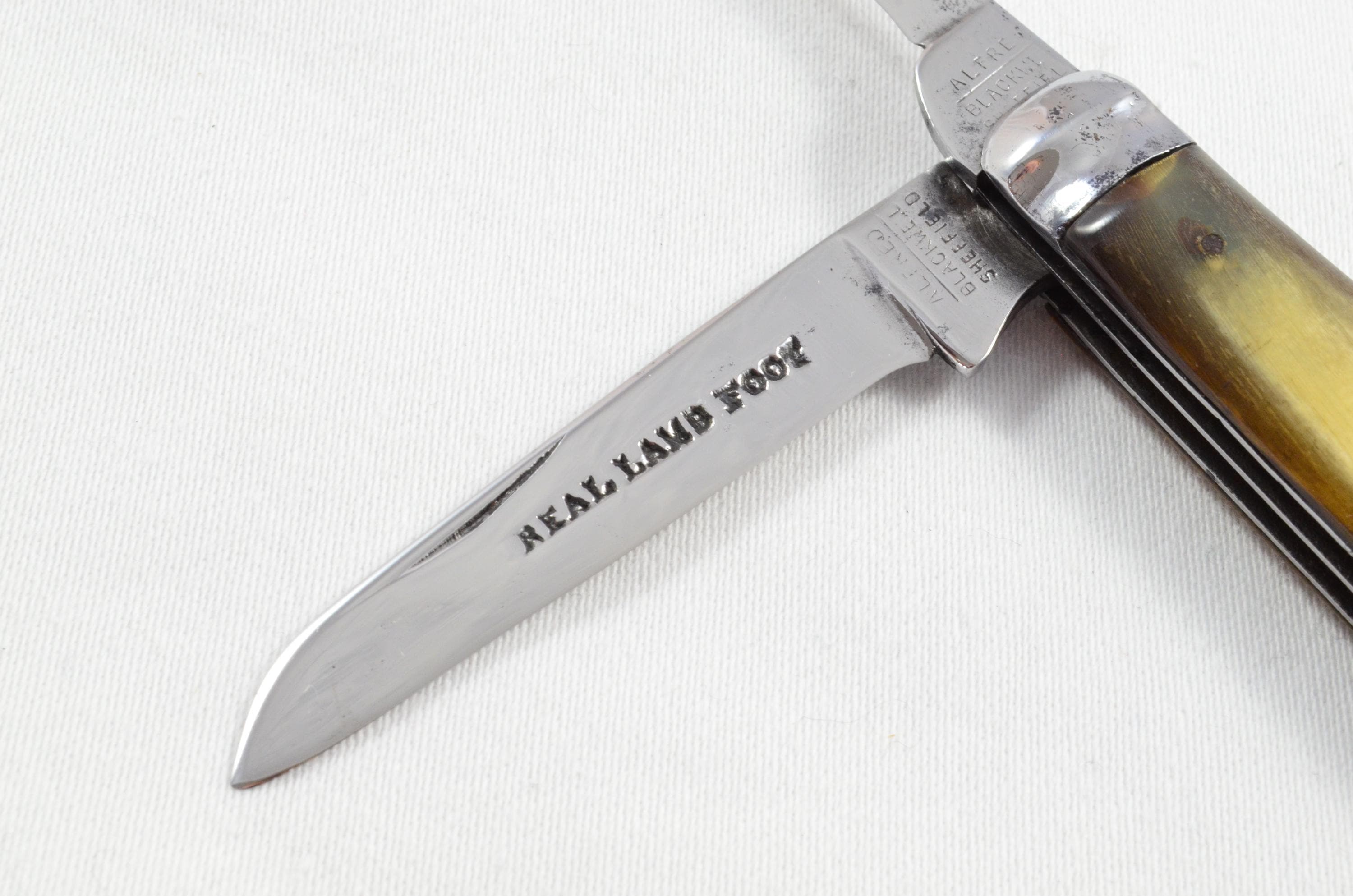 Antique 2 Blade Sheffield Made Buffalo Horn Lambs Foot Pen Knife