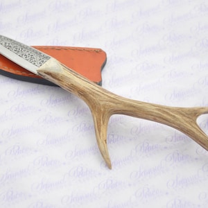 Neue echte Hand graviert Stahl voller Reh Hirsch Griff Sheffield Sgian Dubh mit unzähligen Lederscheide