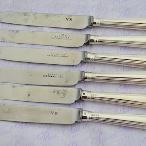Robert Pringle 6  Sterling Silver Dessert Knives Thread Pattern Made in london 1820 Date Letter e