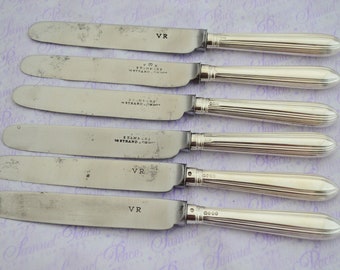 Robert Pringle 6  Sterling Silver Dessert Knives Thread Pattern Made in london 1820 Date Letter e