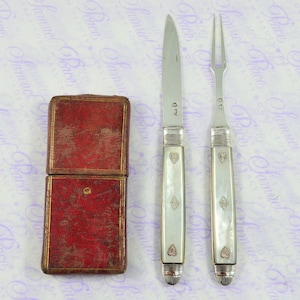 Pristine Silver Bladed Mother Of Pearl Fully Restored Sheffield Made Travelling Set C1800