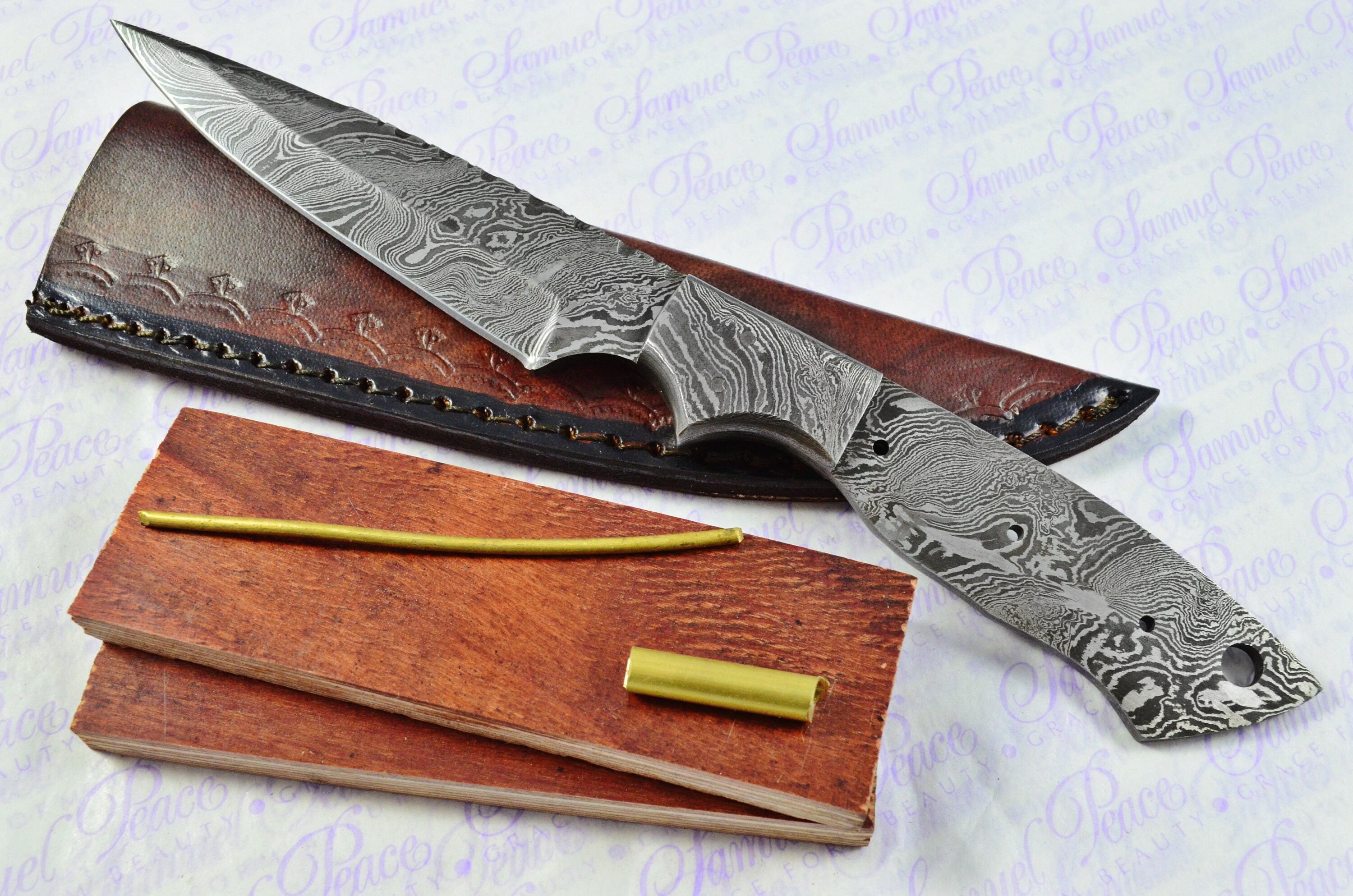 Knife Making Kit Damascus Steel Hunting/bushcraft Knife Etsy UK