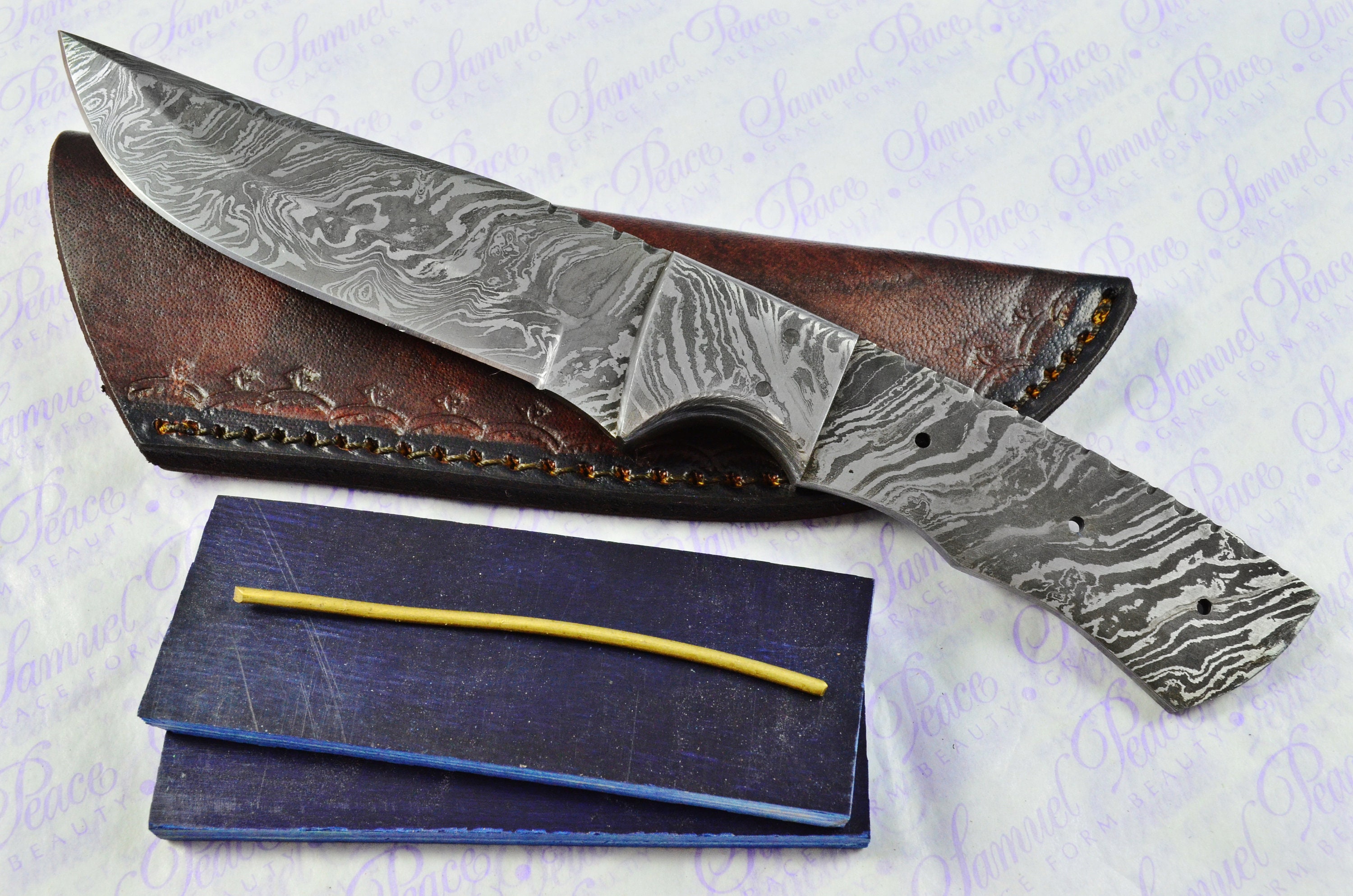 Handmade Damascus Steel 10 Inches Blank Blade Skinner Knife BB005