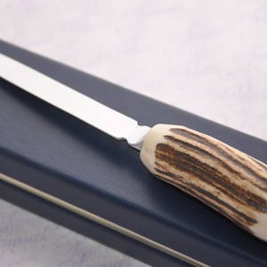 Genuine Stag Handled Letter Opener 1932 Mounted Threepence Silver Coin Gift Boxed Sheffield England