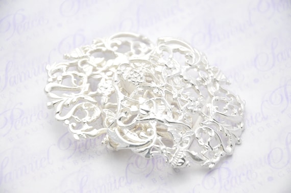 素晴らしい花柄の銀メッキナースバックル、イギリスのシェフィールドで