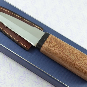 New Genuine D2 Carbon Steel Bespoke Full Tang Kiln Dried Zebra Wood Handle Sheffield Sgian Dubh with Leather Sheath Boxed