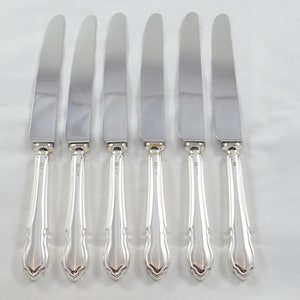 Six 6 Sterling Silver Table Knives Dubarry made in Sheffield 1966