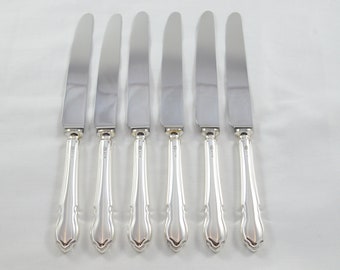 Six 6 Sterling Silver Table Knives Dubarry made in Sheffield 1966