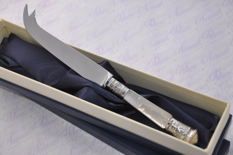 Pristine Hand Carved Mother of Pearl and Silver Cheese Knife Etsy