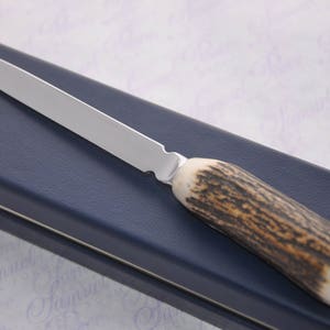 Genuine Stag Handled Letter Opener 1936 Mounted Threepence Silver Coin Gift Boxed Sheffield England