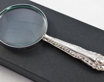 Fantastic Vintage Gadroon Pattern Sterling Silver Magnifying Glass Hallmarked Sheffield 1908