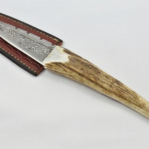 A Fantastic Handmade Genuine Full Tyne Stag Horn Handle Damascus Steel Sgian Dubh Made in Sheffield England 2024 Edition